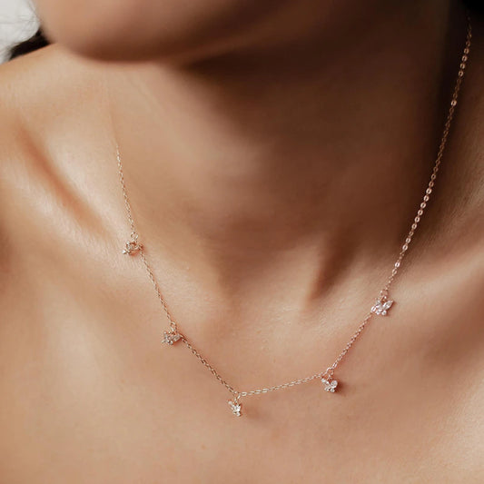 Butterfly Station Charm Necklace