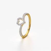 Open Heart Outline Ring with Pave Band