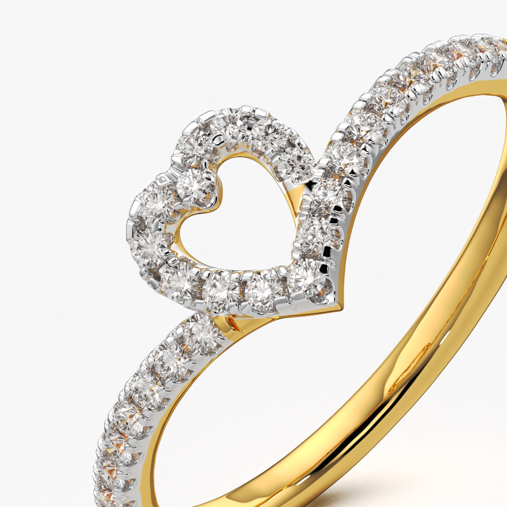 Pave Heart V-Band Ring