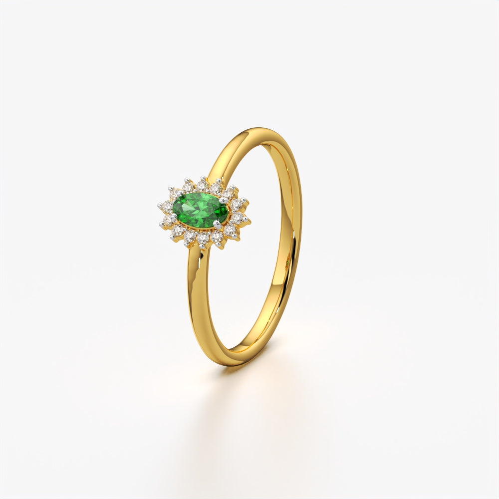 Emerald Halo Oval Ring