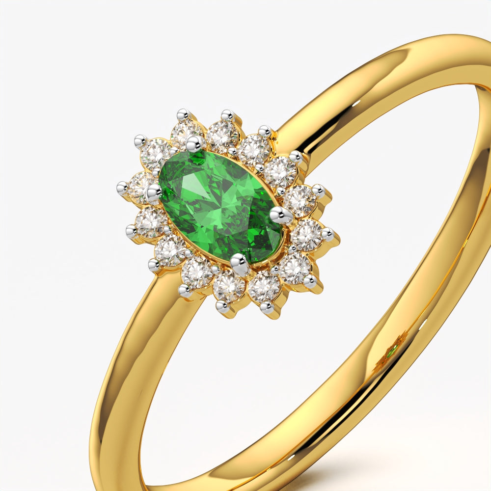 Emerald Halo Oval Ring