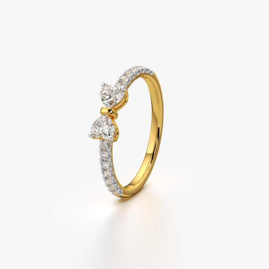 Twin Heart Bow Ring