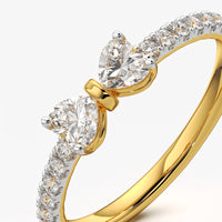 Twin Heart Bow Ring