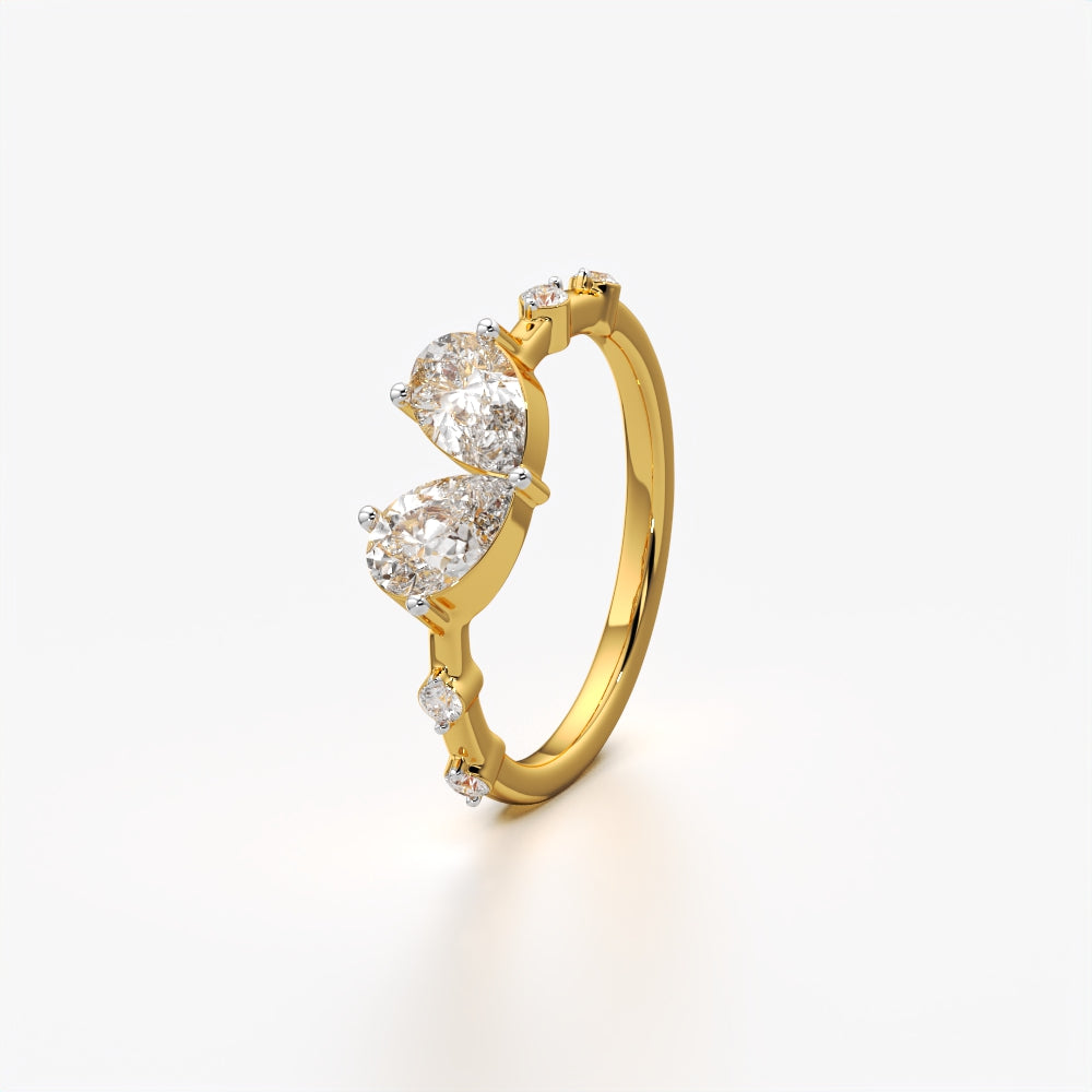 Twin Pear Heart Ring
