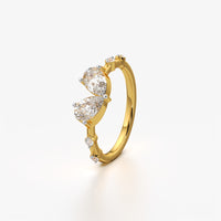 Twin Pear Heart Ring