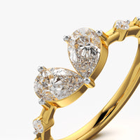 Twin Pear Heart Ring