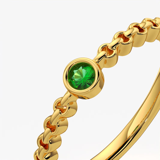 Emerald Green Chain Link Ring