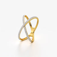 Pave Criss Cross X Band Ring
