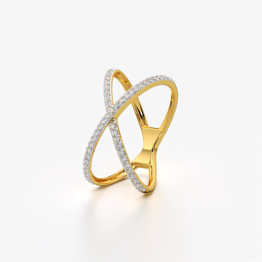 Pave Criss Cross X Band Ring
