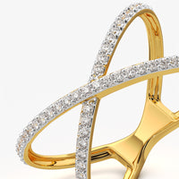 Pave Criss Cross X Band Ring