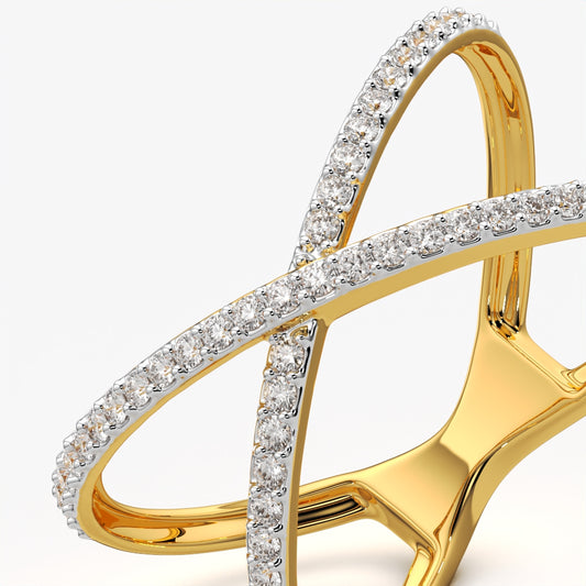 Pave Criss Cross X Band Ring