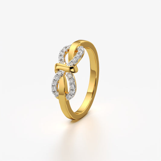 Infinity Bow Knot Ring with Pave Stones