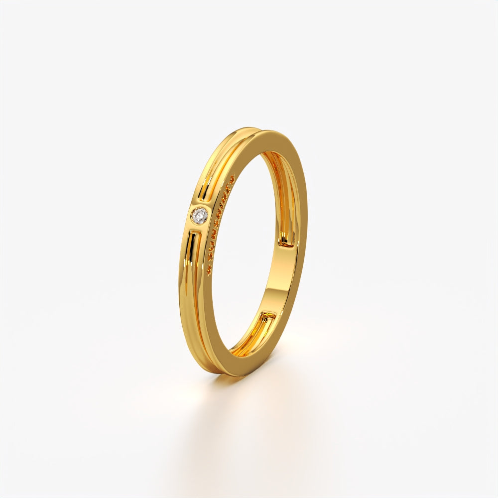Sunshine engraved solitaire band in 18K gold vermeil