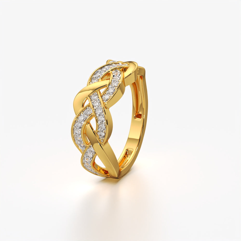 Braided pave statement ring for adding texture to a jewellery collection