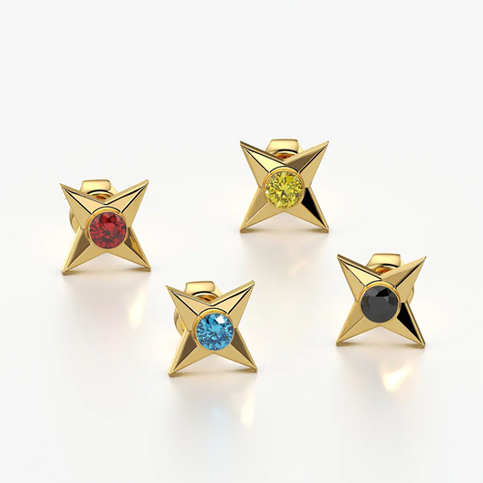 Four Point Star Stud Earrings