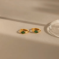 Kite Bezel Huggie Hoop Colour Stone Earrings