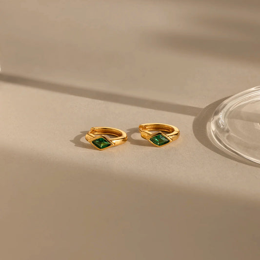 Kite Bezel Huggie Hoop Colour Stone Earrings