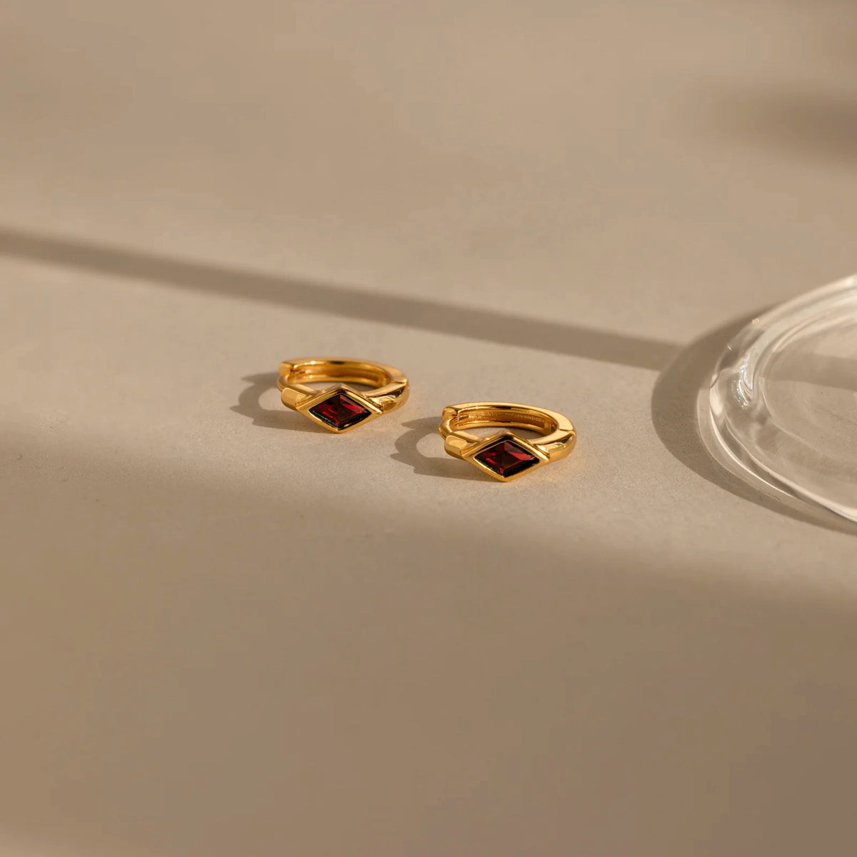 Kite Bezel Huggie Hoop Colour Stone Earrings