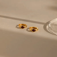 Kite Bezel Huggie Hoop Colour Stone Earrings