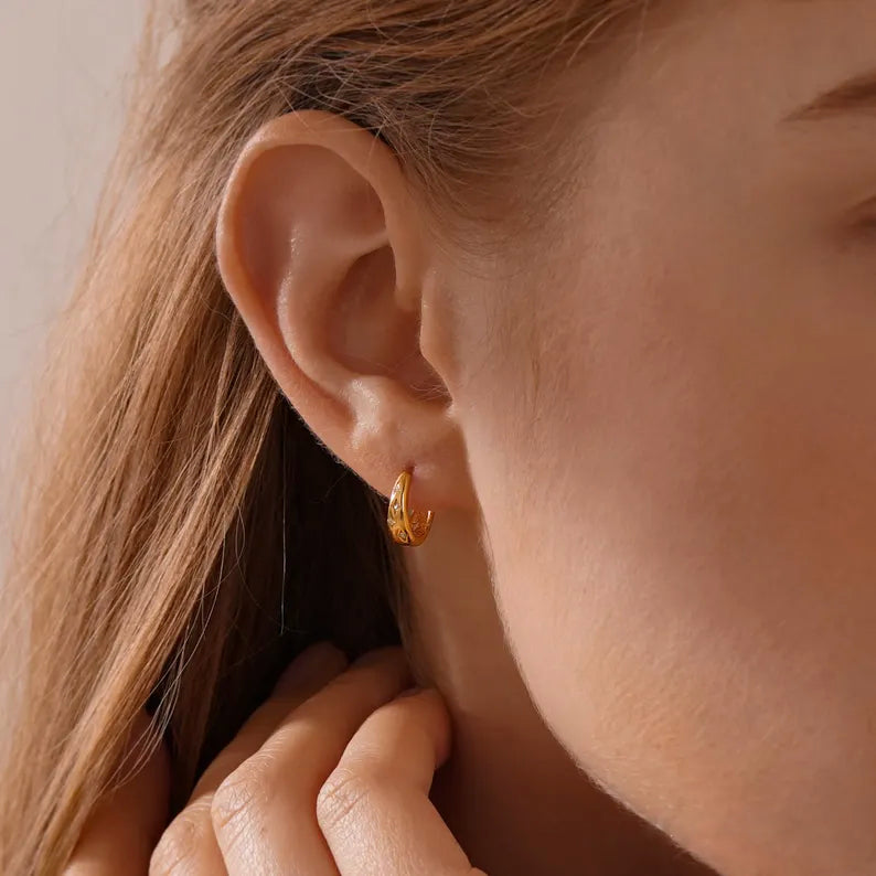 Celestial Scatter Dome Huggie Hoop Earrings