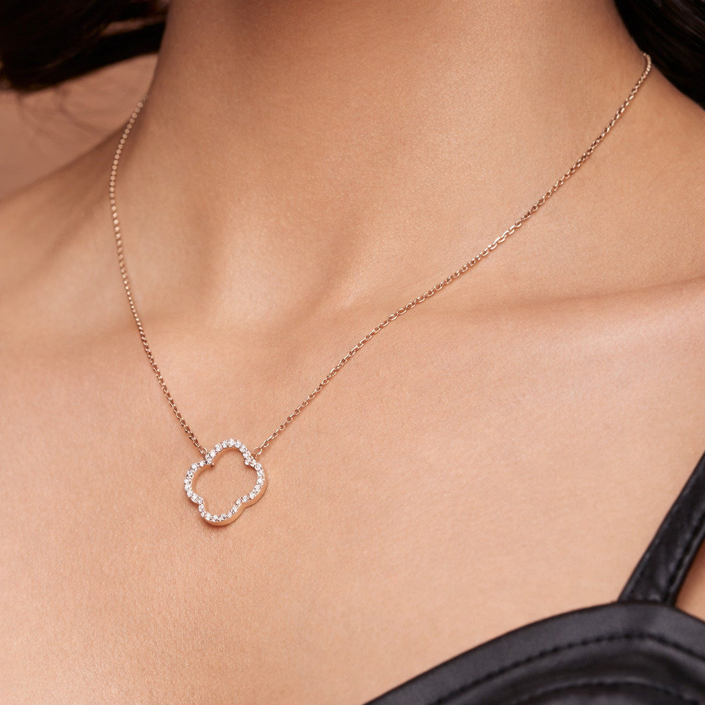 Open Clover Pave Necklace