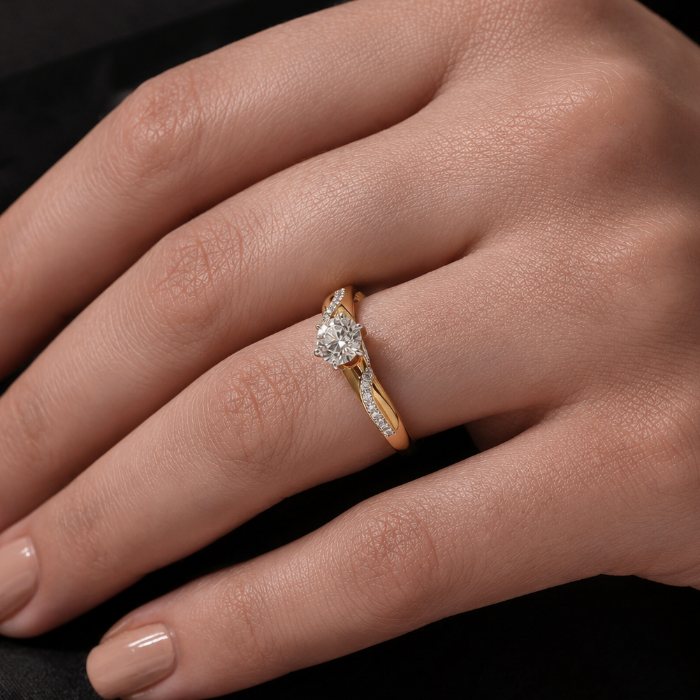 Swirl Pave Solitaire Ring