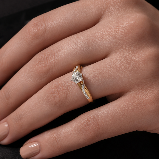 Swirl Pave Solitaire Ring