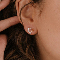 Open Heart Pave Stud Earrings