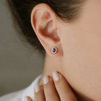 Oval Halo Stud Earrings