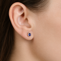 Oval Halo Stud Earrings