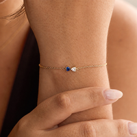 Twin Hearts Coloured Stone Bracelet
