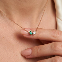 Toi et Moi Emerald Cut Oval Two Stone Necklace