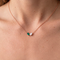 Toi et Moi Emerald Cut Oval Two Stone Necklace