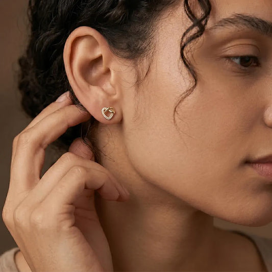 Heart Knot Pavé Stud Earrings