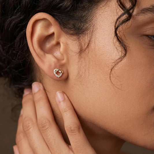 Heart Knot Pavé Stud Earrings