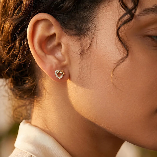 Heart Knot Pavé Stud Earrings