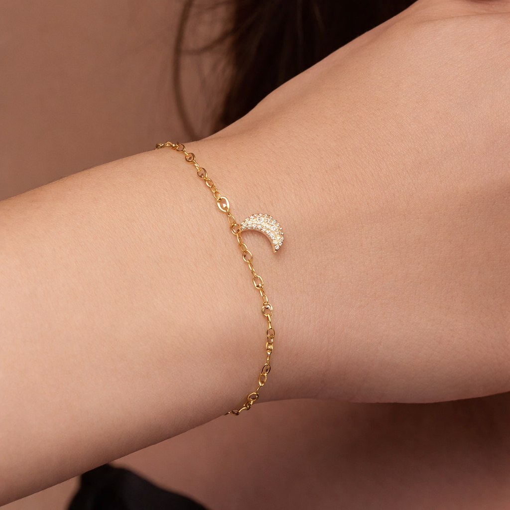 Pave Crescent Moon Bracelet