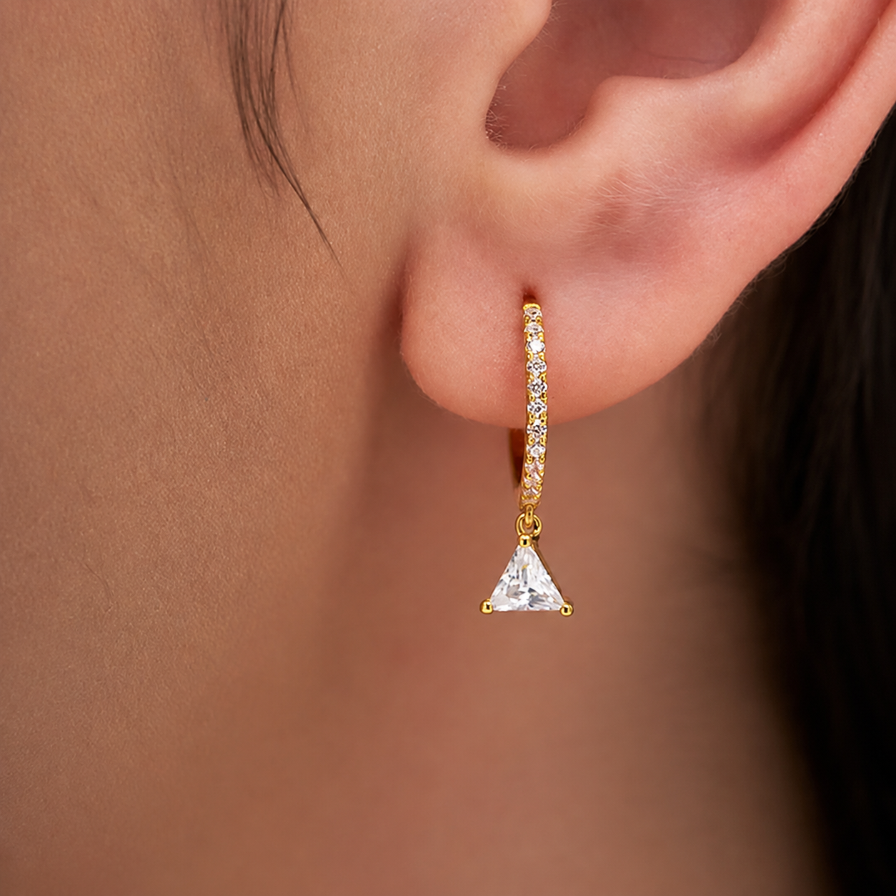 Triangle Drop Huggie Hoops