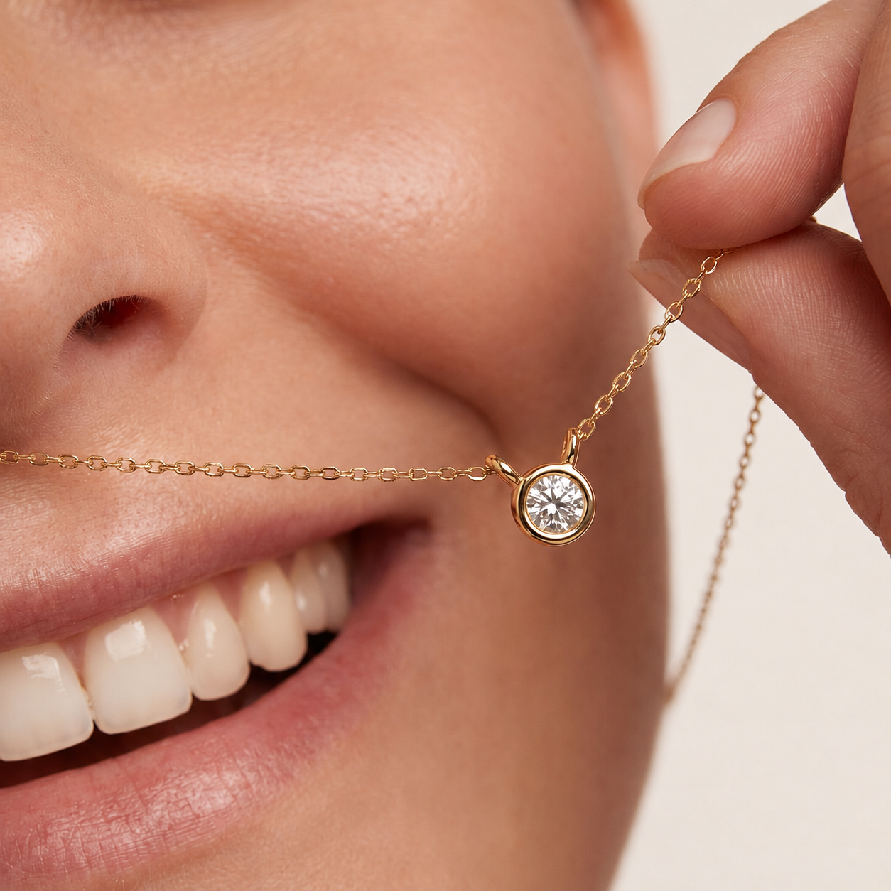 Bezel Solitaire Pendant Necklace