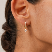 Princess Cut Drop Huggie Earrings