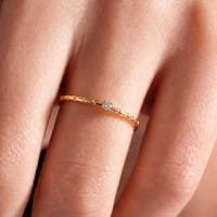 Tiny Bamboo Solitaire Ring