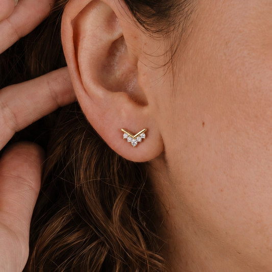 Crown Chevron Stud Earrings