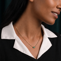 East West Emerald Cut Paperclip Chain Necklace