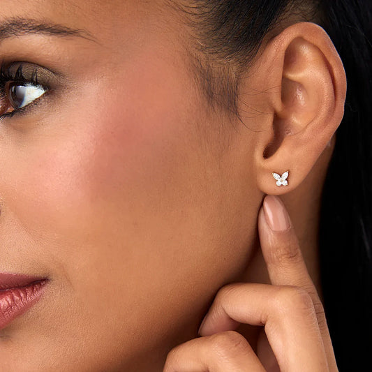 Marquise Round Butterfly Stud Earrings