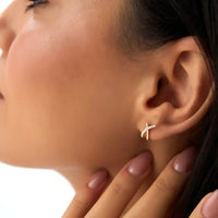 Criss Cross Pavé Huggie Hoop Earrings