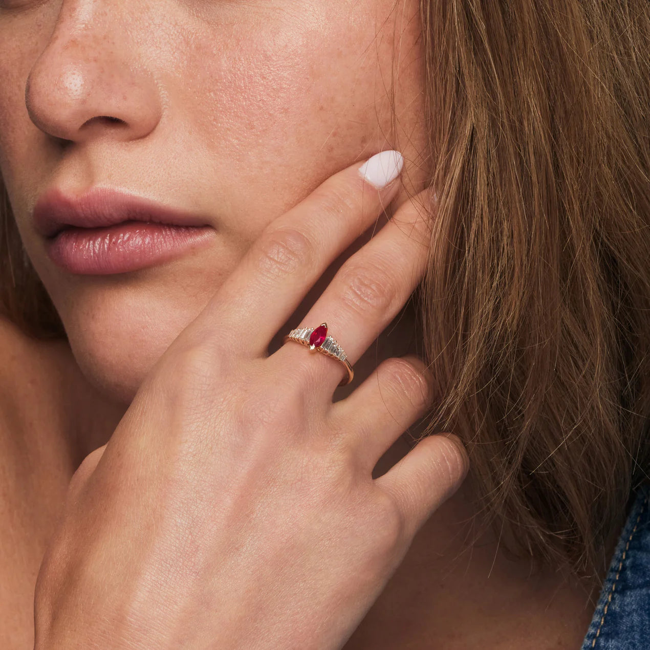 Marquise and Baguette CZ Band Ring