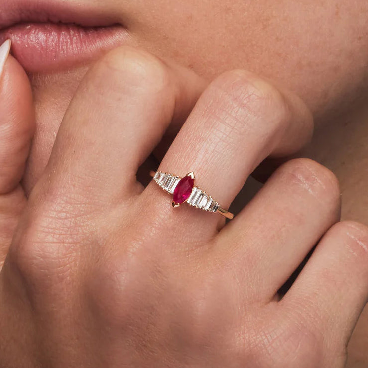 Marquise and Baguette CZ Band Ring