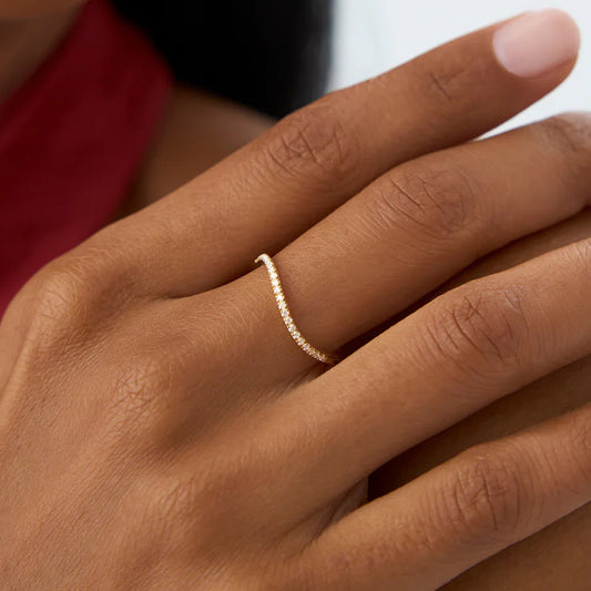 Curved Wave Pave Ring