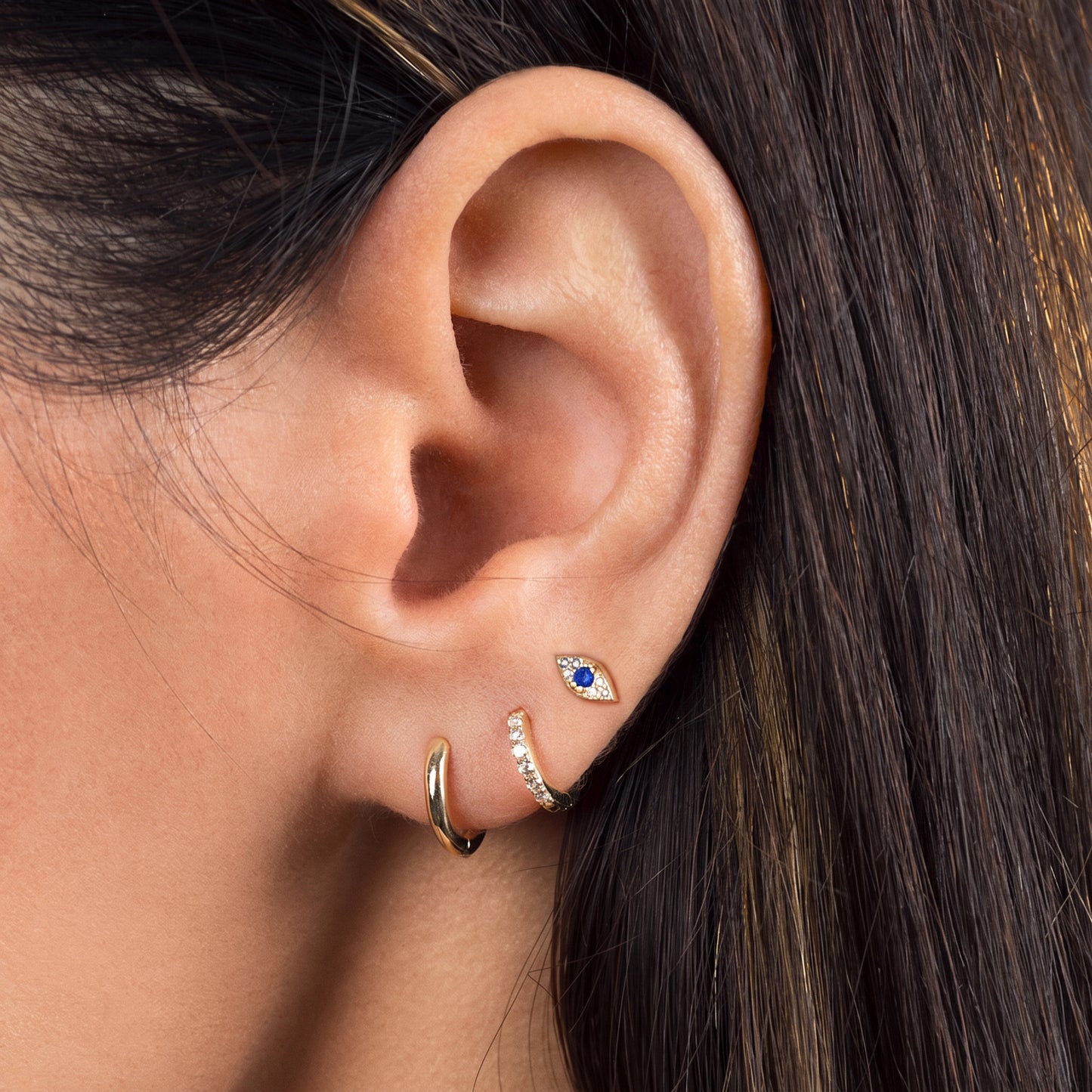 Evil Eye Marquise Stud Earrings