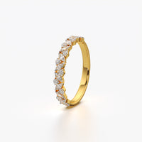 Alternating Marquise and Round Half Eternity Ring